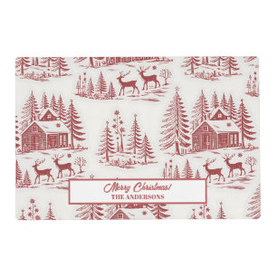Vintage Illustration Reindeer and Houses Winter Placemat