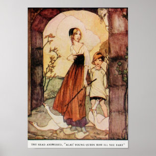 Vintage Illustration Rie Cramer Grimm's Fairy Tale Poster