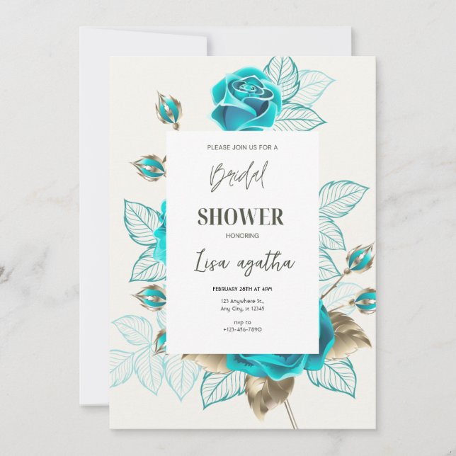 Vintage Illustration Rose Bridal Shower A4 Invitation (Front)