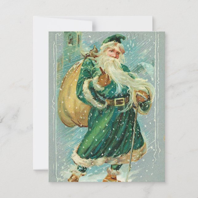 Vintage illustration Santa Christmas card  (Front)
