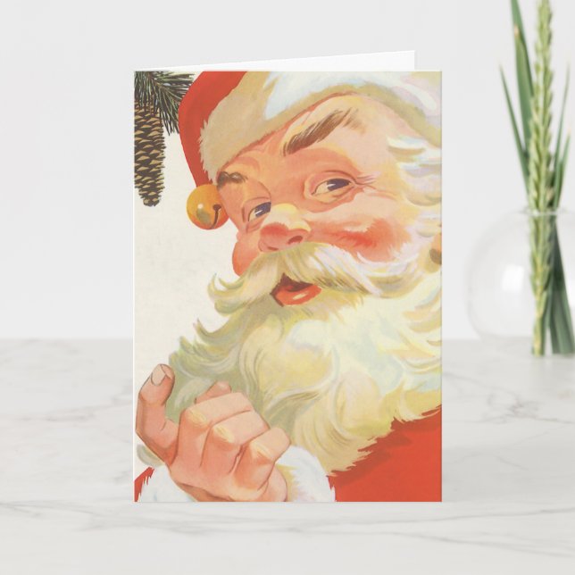 Vintage Illustration  Santa Claus Holiday Card (Front)