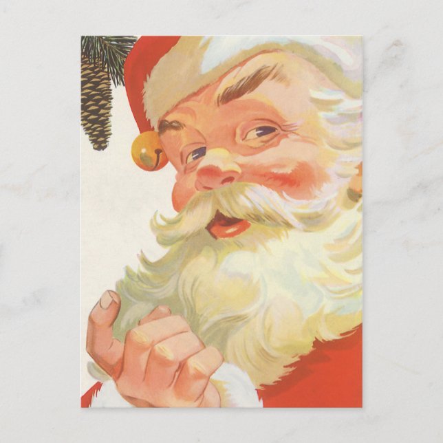 Vintage Illustration  Santa Claus Holiday Postcard (Front)