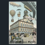 Vintage Illustration Science Fiction Steampunk Calendar<br><div class="desc">Vintage illustration science fiction calendar featuring a variety of steam punk urban city scenes from the future,  futuristic cars and other flying machines,  people,  etc.</div>