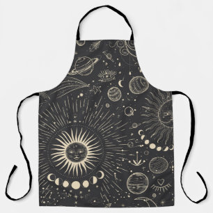Vintage illustration set of moon phases. Different Apron