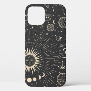 Vintage illustration set of moon phases. Different iPhone 12 Case