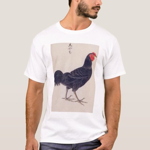 Vintage illustration Shamo chickens T_Shirt