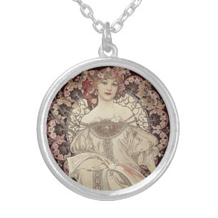 Vintage Illustration Silver Plated Necklace