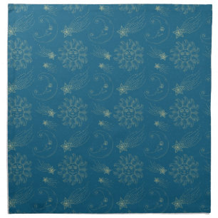 Vintage Illustration Sun Moon Stars Cloth Napkin