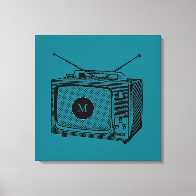 Vintage Illustration Televisor Monogram Canvas Print (Front)
