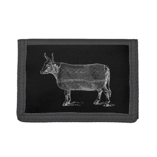 VINTAGE ILLUSTRATION The Cow Welfare Black W Trifold Wallet