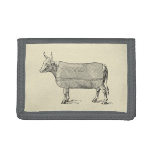 VINTAGE ILLUSTRATION The Cow Welfare W Tri-fold Wallet