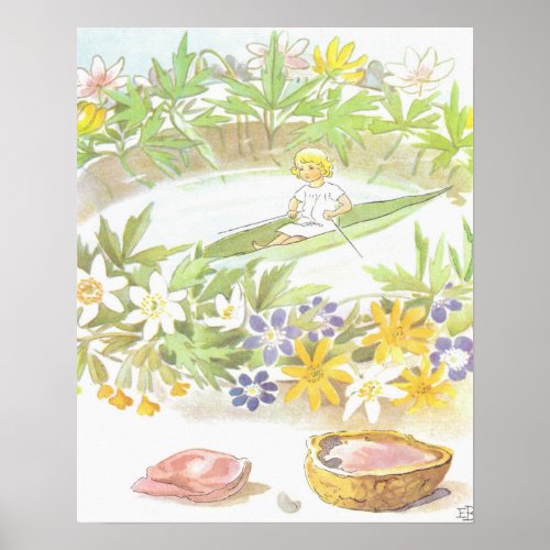 Vintage Illustration Thumbelina by Elsa Beskow Poster