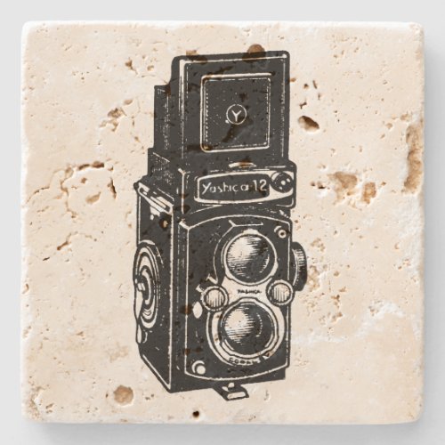 Vintage Illustration TLR Camera Stone Coaster