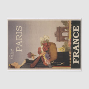 Vintage Illustration Travel Paris, France Tissue Paper