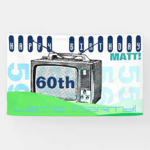 Vintage Illustration TV 60th Birthday banner