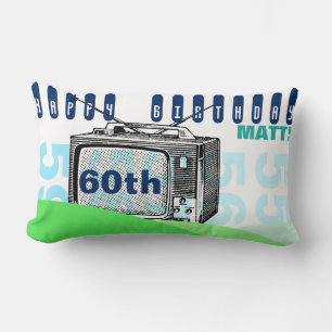 Vintage Illustration TV 60th Birthday L Pillow