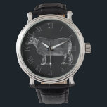 VINTAGE ILLUSTRATION W Cow blanket Roman Numerals Watch<br><div class="desc">The famous cow blanket vintage illustration in white   dial with Roman numerals. These numerals are a little transparent with drop shadows. You can easily change background color by clicking the customize button.</div>