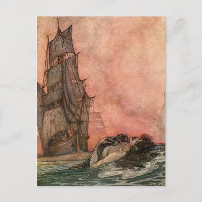 Vintage Illustration William H. Robinson Mermaid Postcard (Front)