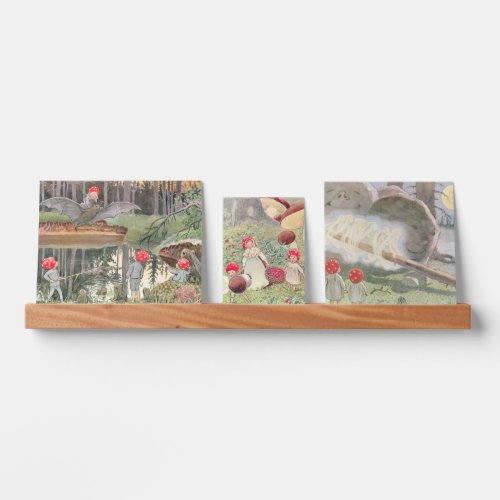 Vintage Illustration Woodland Animals and Kids Picture Ledge