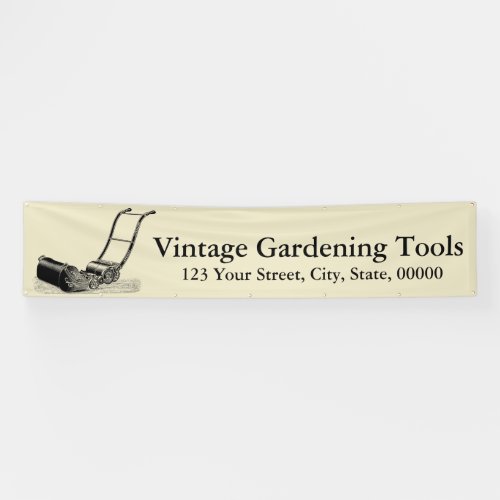 VINTAGE ILLUSTRATIONS Lawn Mower Banner