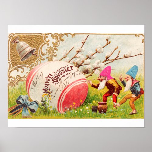 Vintage Illustrations of Gnomes and Fairies Poster