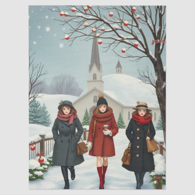 Vintage Illustrations Tissue Paper (Front)