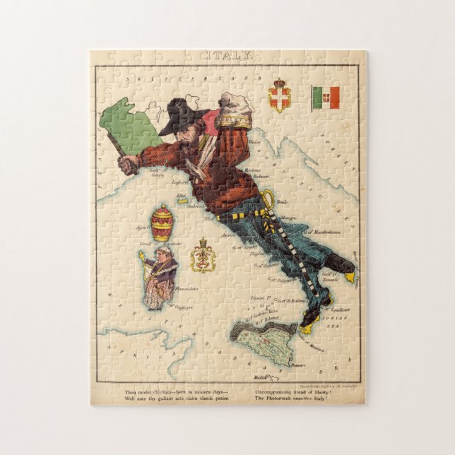 Vintage Illustrative Map of Italy (1869) Jigsaw Puzzle (Vertical)