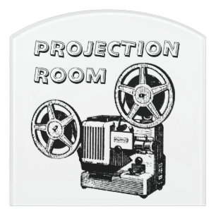 Vintage Ilustration Projector Projection Room Sign
