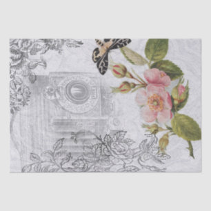 Vintage Iluustrations and Flowers Shabby Chic Tissue Paper