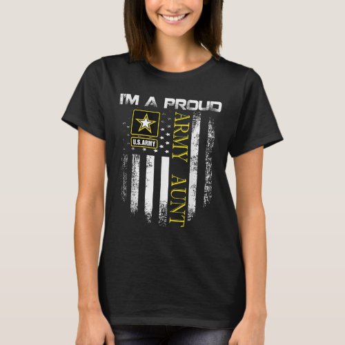 Vintage Im A Proud Army Aunt With American Flag T_Shirt