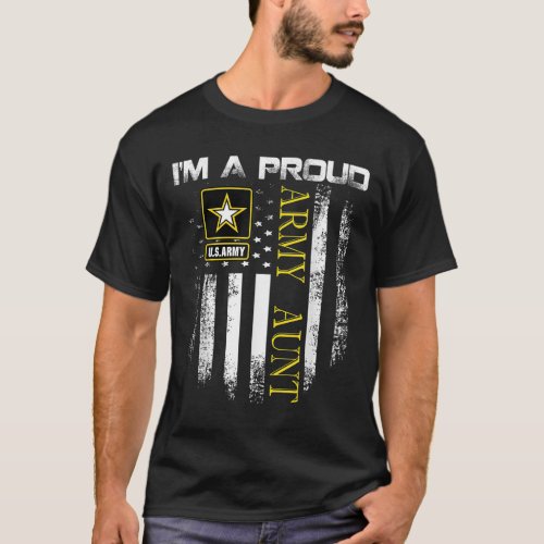 Vintage Im A Proud Army Aunt With American Flag T_Shirt