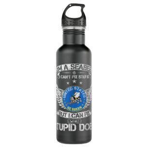 Vintage I'm A US Seabee Veteran I Can Fix What Stu Stainless Steel Water Bottle
