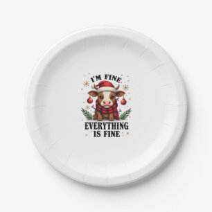 Vintage Im Fine Everything Is Fine Highland Cow Ch Paper Plates