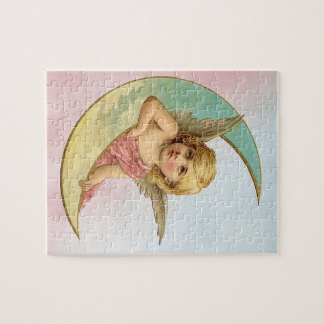 angel sitting on moon drawing