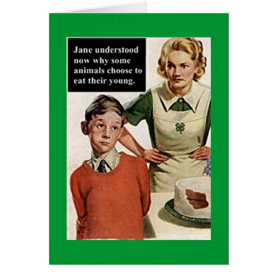 Vintage Image Angry Mom and Cake Card