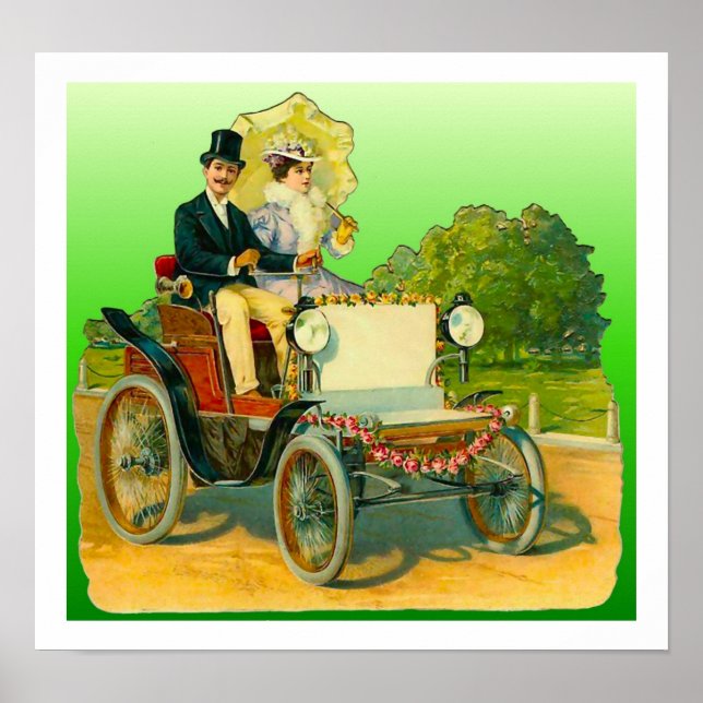 Vintage Image Couple and Antique Car Poster (Front)