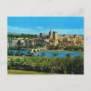 Vintage image, France, Avignon, Bridge and palace Postcard