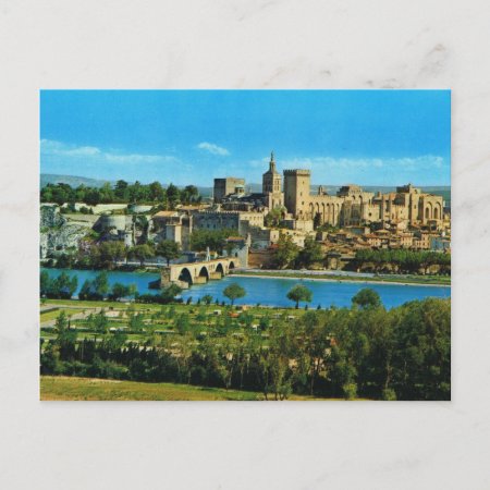 Vintage Image, France, Avignon, Bridge And Palace Postcard