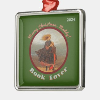Vintage Image Girl With Books/Christmas Ornament