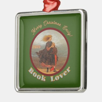 Vintage Image Girl With Books/Christmas Ornament