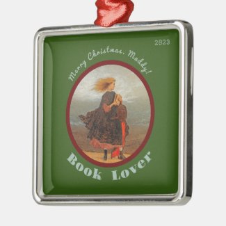 Vintage Image Girl With Books/Christmas Ornament