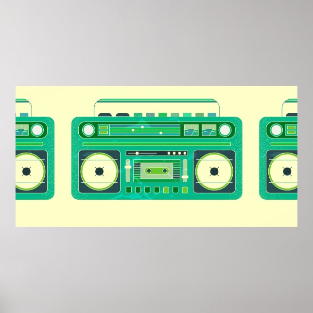 Vintage image of a classic boom box poster (Front)
