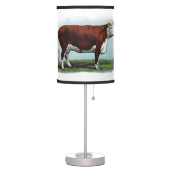 Vintage Image Of Hereford Cow Table Lamp by DakotaInspired at Zazzle