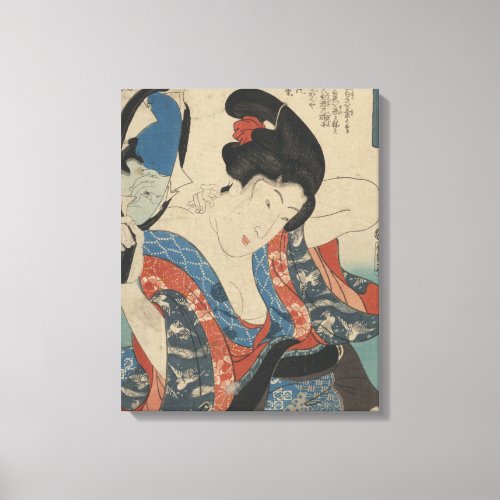 Vintage Image of Japanese Lady Using Hand Mirror Canvas Print