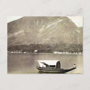 Vintage image of Lake Como, traditional lake boat Postcard