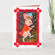 Vintage image, Patriotic pig Card