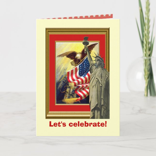 Vintage image,Patriotic symbols Card (Front)