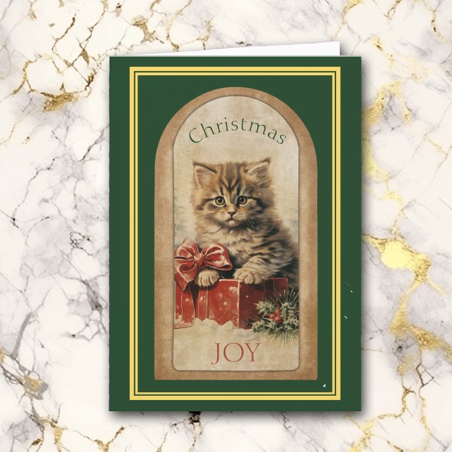 Vintage Image Tabby Kitten Christmas Gift Card (Creator Uploaded)