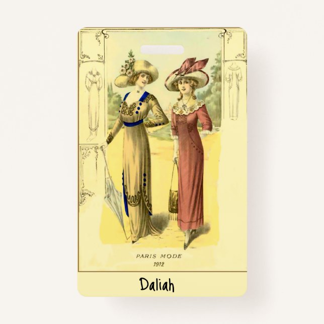 Vintage Image with Customizable Name/Text Bookmark Badge (Front)