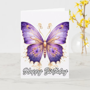 Vintage Imaginative Butterfly Art   Happy Birthday Card
